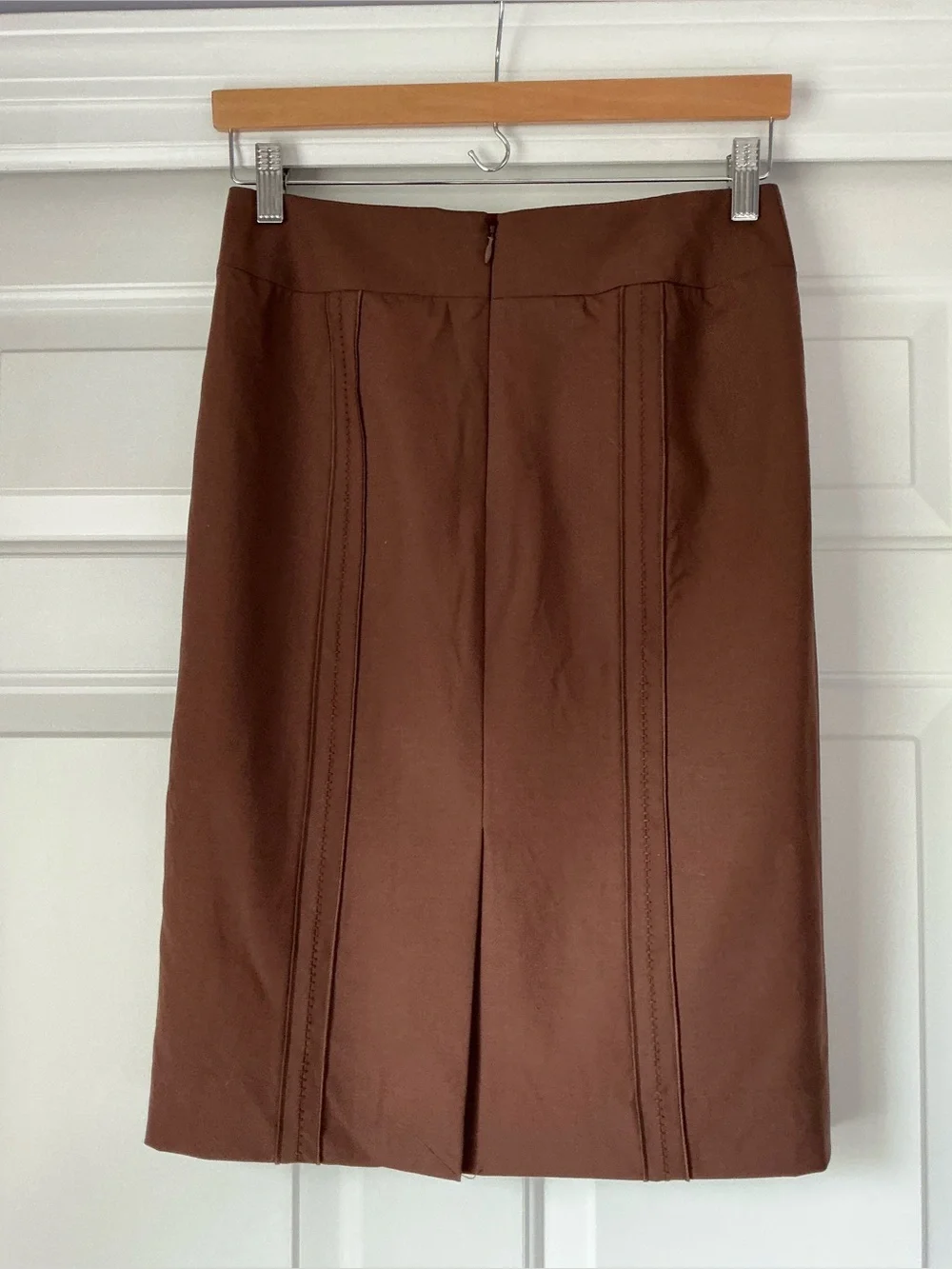 Carlisle Wool Brown Tailored Straight Pencil Skirt 2